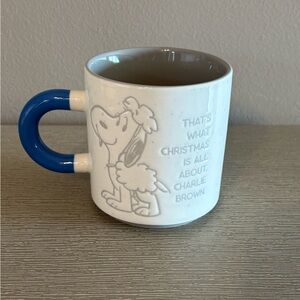 Hallmark White Ceramic Snoopy Mug with Blue Handle